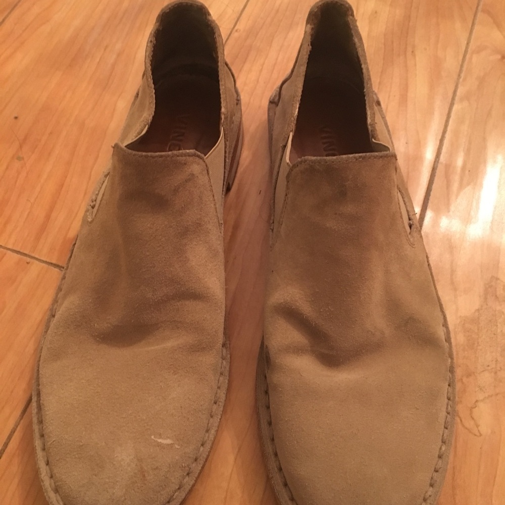 Vince beige slip on ankle boots/shoes